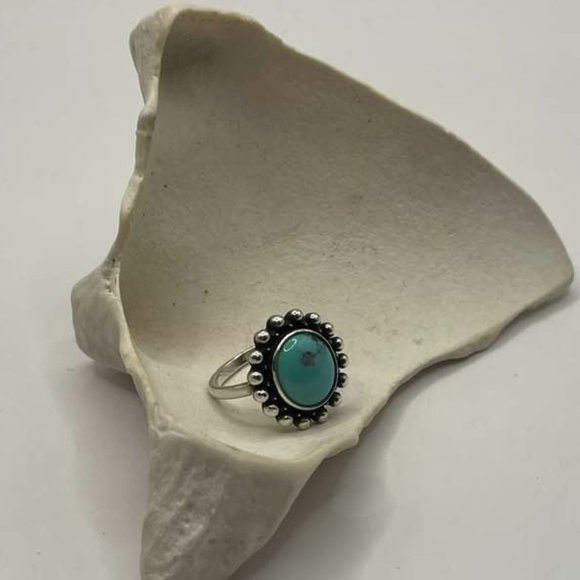 James Avery Retired Design Large Oval Turquoise Santorini Silver Ring - Picture 12 of 16